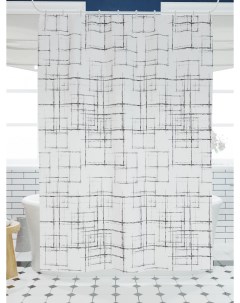 Фотошторы для ванной черно белая геометрия 180х200 см Олимп текстиль