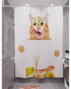 Фотошторы для ванной спа котик 180х200 см Олимп текстиль