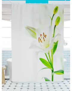 Фотошторы для ванной красивые белые лилии 180х200 см Олимп текстиль