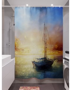 Фотошторы для ванной морская живопись 180х200 см Олимп текстиль
