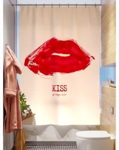 Фотошторы для ванной поцелуй 180х200 см Олимп текстиль
