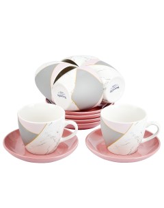 Чайный набор мрамор розовый с серым набор Nouvelle