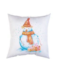 Декоративная подушка снеговик и подарки Сирень