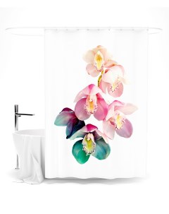 Шторы для ванной разноцветная орхидея 145х180 см Сирень