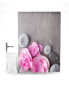 Шторы для ванной розовые лепестки 145х180 см Сирень