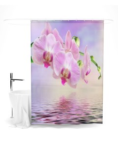 Шторы для ванной орхидея и отражение 145х180 см Сирень
