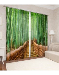 Фотошторы бамбуковая аллея 150х260 см 2 шт Сирень