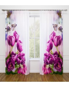Фотошторы фиолетовые тюльпаны 145х260 см 2 шт Стильный дом