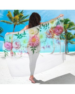 Парео цветочная композиция 90х180 см Олимп текстиль