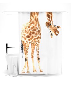 Шторы для ванной очаровательный жираф 145х180 см Сирень