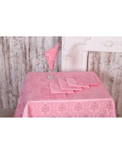 Скатерть 6 салфеток розовый фламинго 140х140 см Адель