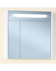 Зеркальный шкаф для ванной Палермо 74 белый глянец Бриклаер