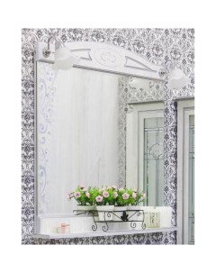 Зеркало для ванной Адель 82 белый патина серебро Sanflor