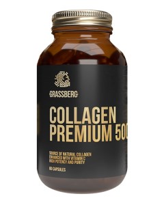 Биологически активная добавка к пище Collagen Premium 500 мг витамин C 40 мг 60 капсул Grassberg