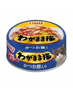 Wagamama влажный корм для кошек микс тунцов и кацуобуси кусочки в желе в консервах 115 г Inaba