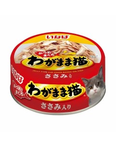 Wagamama влажный корм для кошек микс тунцов и куриное филе кусочки в желе в консервах 115 г Inaba
