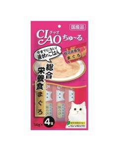 Ciao Churu лакомство пюре для кошек для общего поддержания здоровья с тунцом магуро 14 г 4 шт Inaba