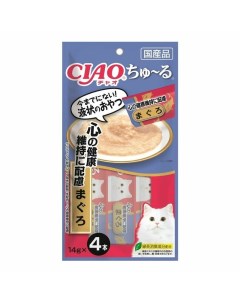 Ciao Churu лакомство пюре для кошек для профилактики заболеваний сердца с тунцом магуро 14 г 4 шт Inaba