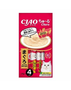 Ciao Churu лакомство пюре для кошек с тунцом магуро 14 г 4 шт Inaba