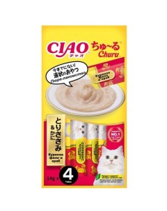 Лакомство пюре для кошек Ciao Churu Куриное филе и краб 56 гр Inaba