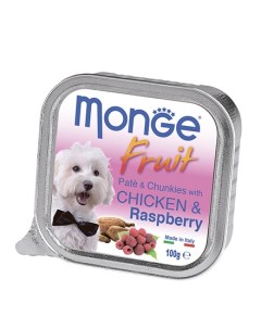 Влажный корм Консервы Монж Фрукт для взрослых собак Курица с Малиной цена за упаковку Monge