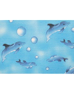 Коврик для ванной антискользящий 1 3х15 м вспененный ПВХ голубой Аква Стандарт 7017C дельфины Вилина