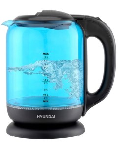 Чайник электрический HYK G2806 голубой черный стекло Hyundai