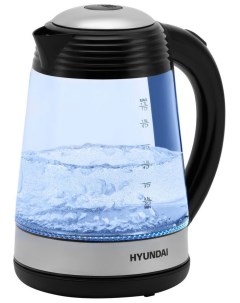 Чайник электрический HYK G3803 черный серебристый стекло Hyundai