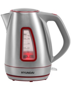 Чайник электрический HYK S3601 серебристый красный нержавеющая сталь Hyundai
