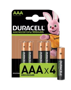 Аккумуляторные батарейки AAA HR03 900mAh 4 шт Duracell