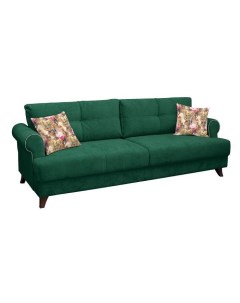 Прямой диван кровать Мирта Толидо 33 темно зеленый Фибра 2505 02 яркие цветы Bravo