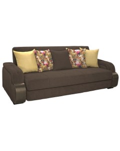 Прямой диван кровать Николь Лаундж 10 коричневый Фибра 2505 02 яркие цветы Лекко Голд Астор Кофе Bravo