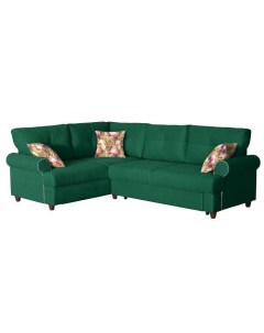 Угловой диван кровать правый Мирта Толидо 33 темно зеленый Фибра 2505 02 яркие цветы Bravo