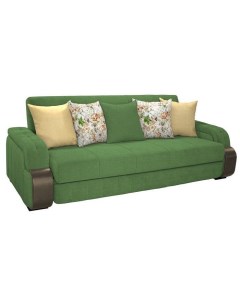 Прямой диван кровать Николь Лаундж 25 зеленый Фибра 2885 5 Коричневые цветы Лекко Голд Астор Кофе Bravo