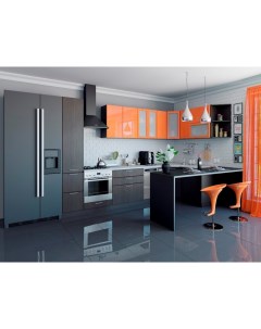Угловая кухня Валерия М 04 Оранжевый глянец Венге Bravo