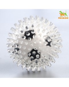 Игрушка для собак мяч футбол 2 в 1 tpr винил 9 5 см прозрачная чёрная белая Пижон