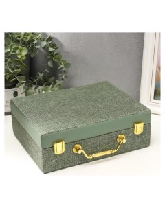 Шкатулка кожзам для украшений Зелёная комбинированная чемодан 8х18х23 см Nnb