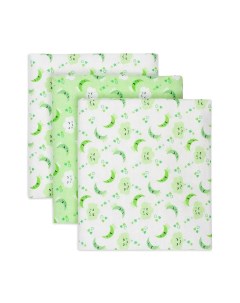 Пеленки фланелевые ЗасыпайКа для новорожденных зеленый 3 шт Чудо-чадо