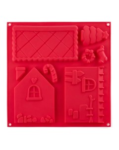 Форма для выпечки Gingerbread house на 8 изделий красная 30 5х30 5х1 5см Walmer