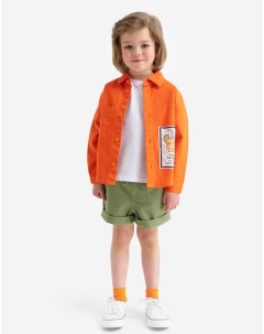 Оранжевая свободная рубашка с динозавром для мальчика Gloria jeans