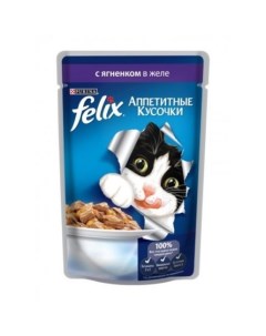 Аппетитные Кусочки паштета в желе для взрослых кошек с ягненком 85 гр Felix