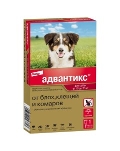 Адвантикс капли на холку для собак весом от 10 до 25 кг от блох клещей и комаров 1 пипетка Bayer