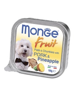 Влажный корм Консервы Монж Фрукт для взрослых собак Свинина с Ананасом цена за упаковку Monge