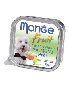 Влажный корм Консервы Монж Фрукт для взрослых собак Лосось с Грушей цена за упаковку Monge