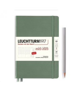 Планер академический Leuchtturm Medium на 2023 с буклетом 158 листов А5 оливковый Leuchtturm1917