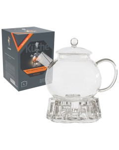 Чайник заварочный стекло 1 л с ситечком с подставкой для подогрева 008245 Aroma drop