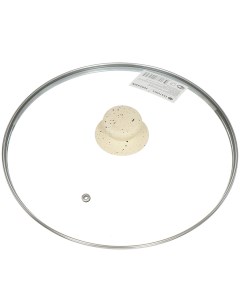 Крышка для посуды стекло 26 см Белый мрамор металлический обод кнопка бакелит HA245W Daniks