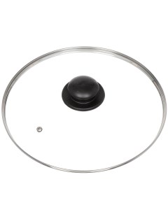 Крышка для посуды стекло 28 см Гвура металлический обод кнопка пластик КС GTL28110 Jarko