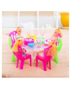 Мебель для кукол с куклами и аксессуарами цвета микс Кнр игрушки