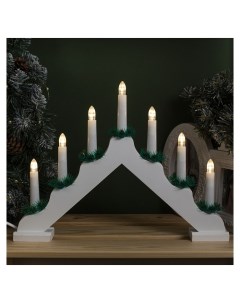 Фигура деревянная Горка рождественская 7 свечей Led 220v свечение теплое белое Luazon home